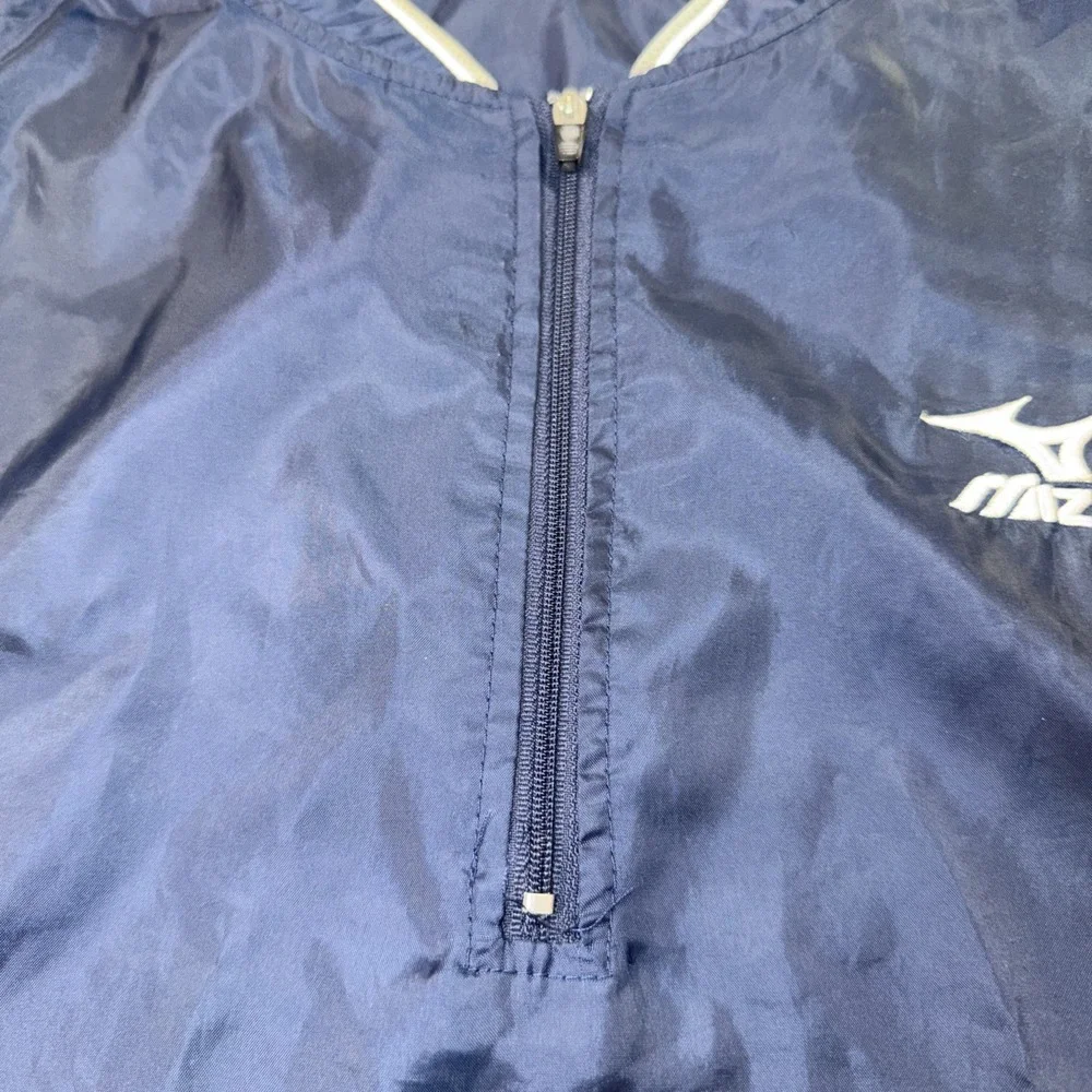 Mizuno Baseball Shirt Mens Medium Blue Gray Windbreaker Jacket Warm Up 1/4 Zip